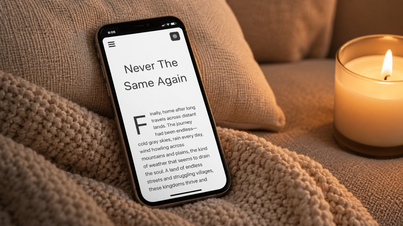 The Eternal Prince digital reading app displayed on a smartphone with a customizable reading interface